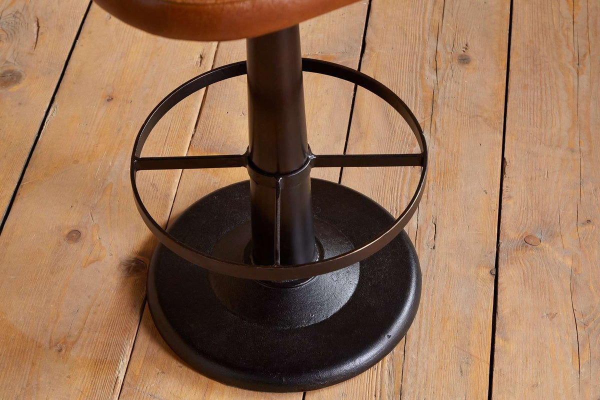 Nkuku Lal Leather Swivel Counter Chair Aged Tan