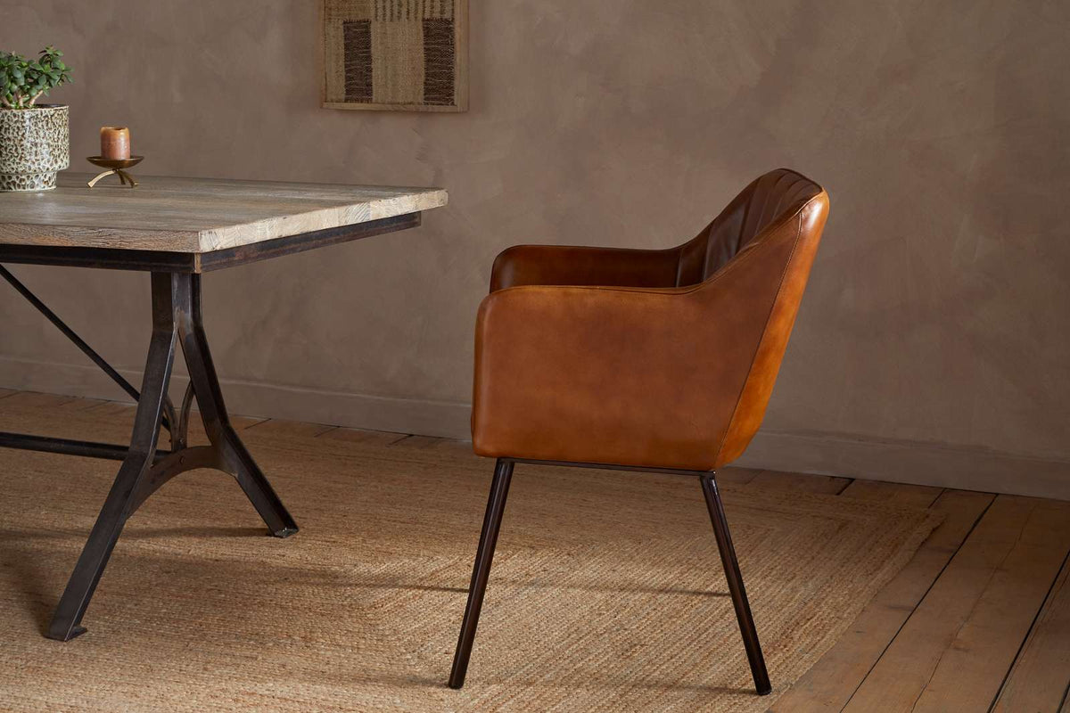 Nkuku Lal Leather Armchair Aged Tan