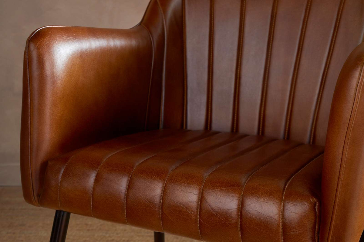 Nkuku Lal Leather Armchair Aged Tan