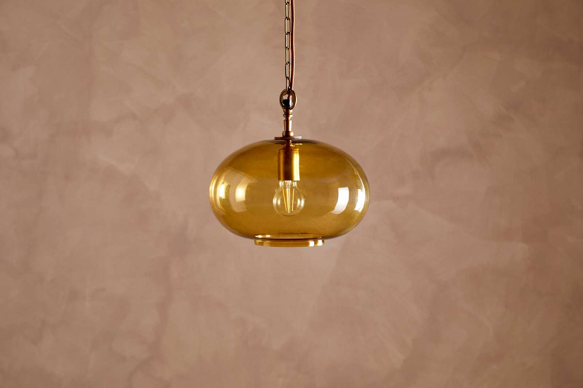 Nkuku Otoro Recycled Glass Pendant Honey Small Round
