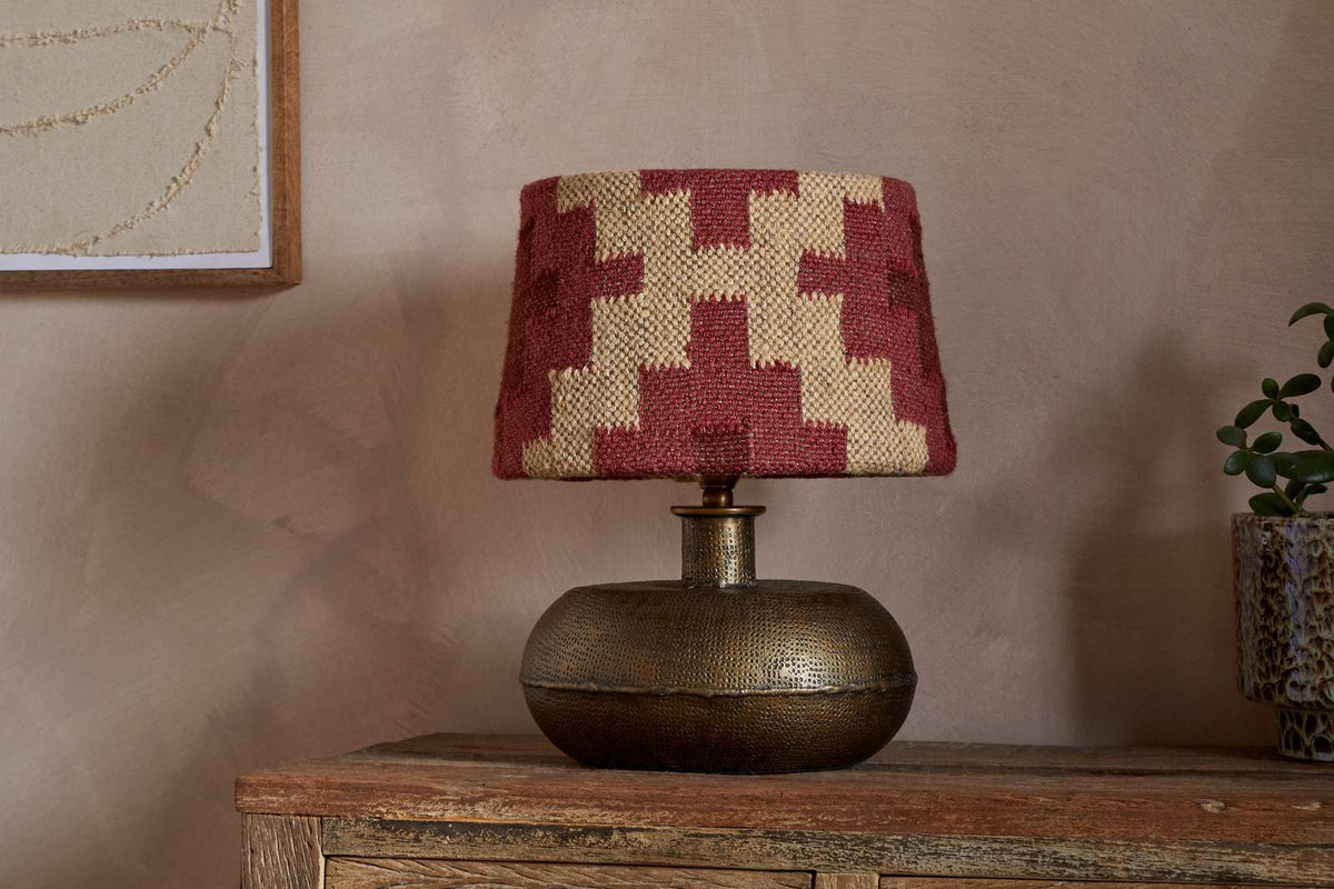 Nkuku Kaadu Jute Kilim Lampshade Rust & Natural Medium