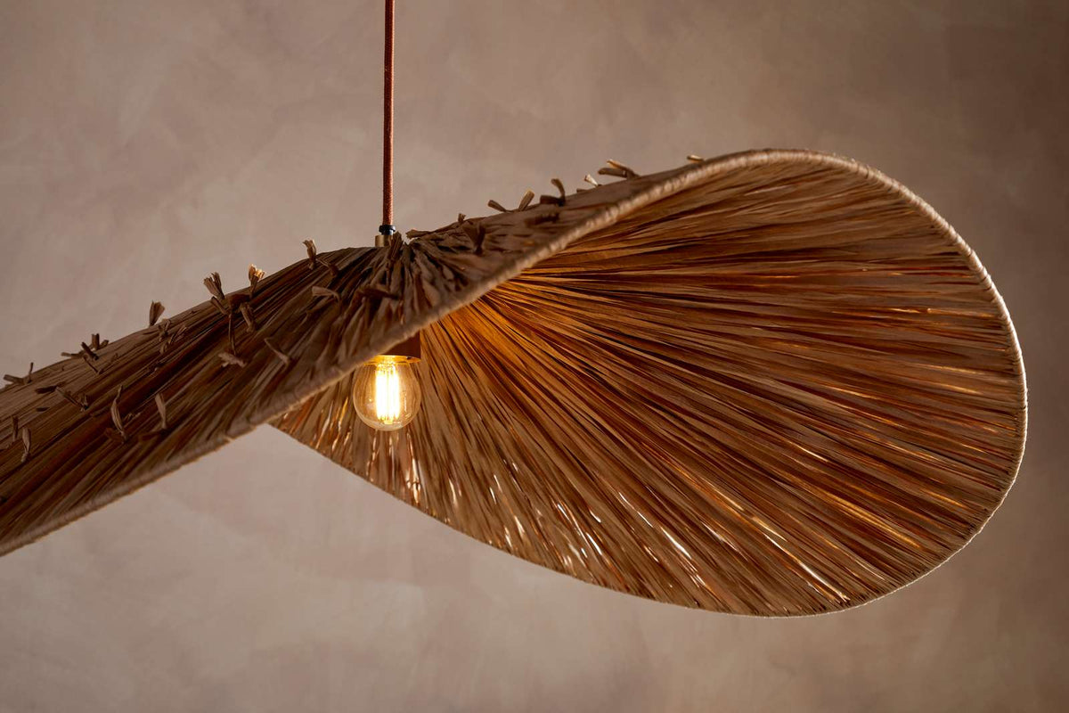 Nkuku Essubi Raffia Organic Weave Pendant Natural