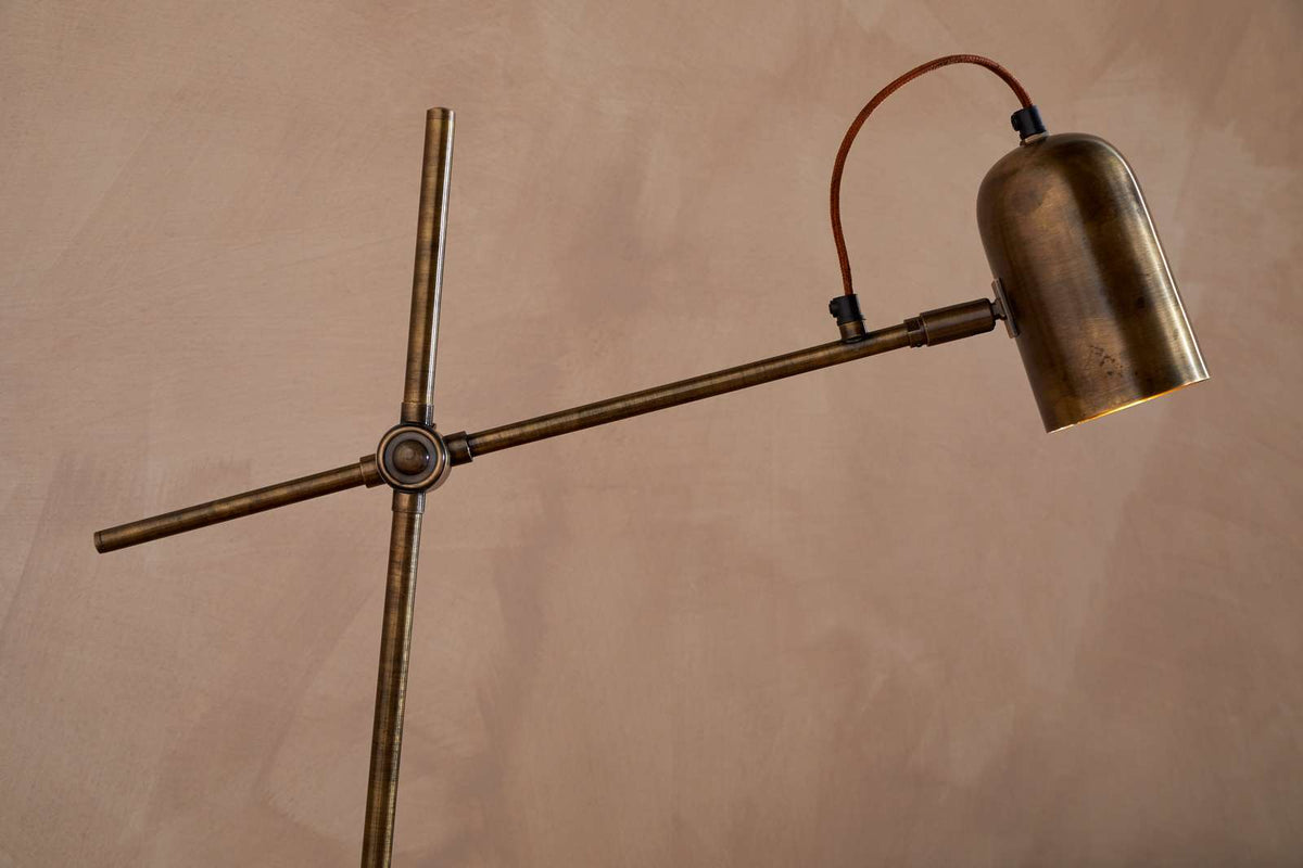 Nkuku Thenkara Directional Floor Lamp Antique Brass