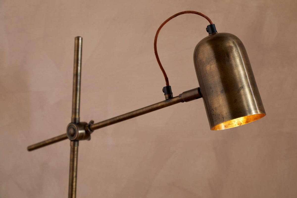 Nkuku Thenkara Directional Floor Lamp Antique Brass