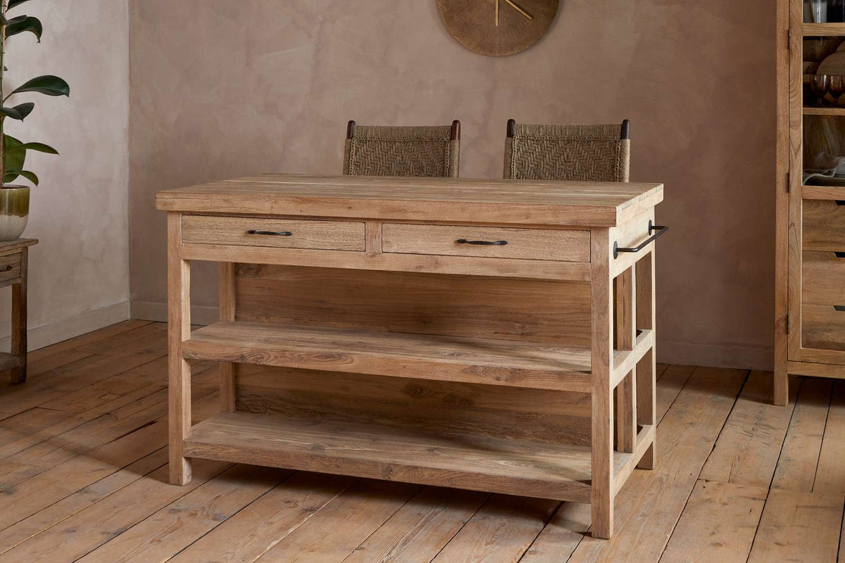 Nkuku Tivu Reclaimed Wood Kitchen Island Natural
