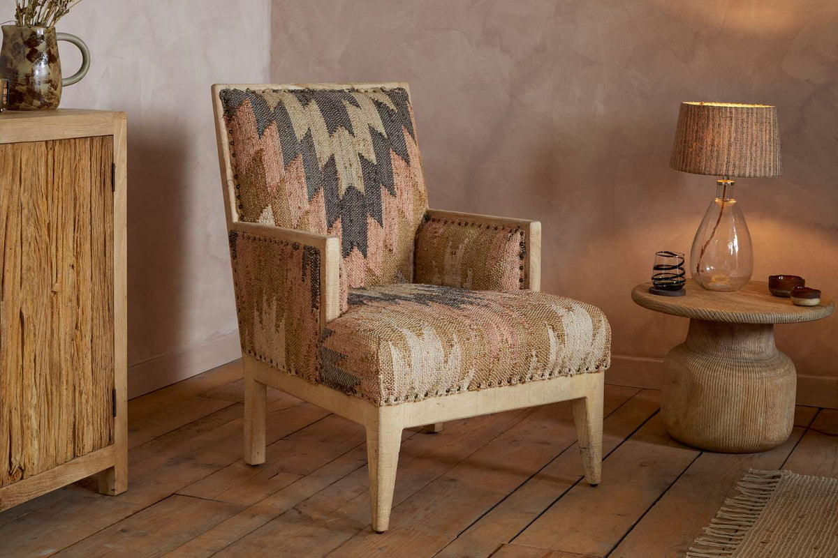 Nkuku Chhavi Kilim Upholstered Armchair Multi