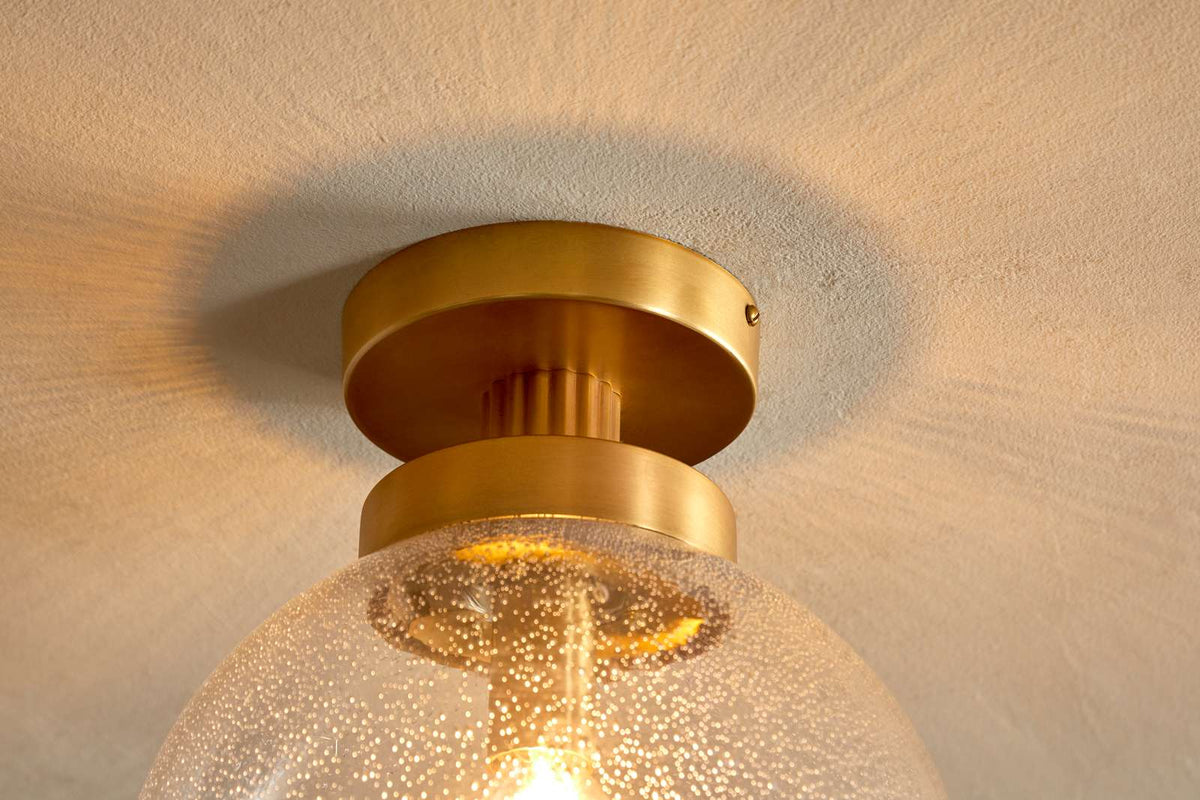 Nkuku Jayeda Recycled Glass Rice Ball Flush Light Clear