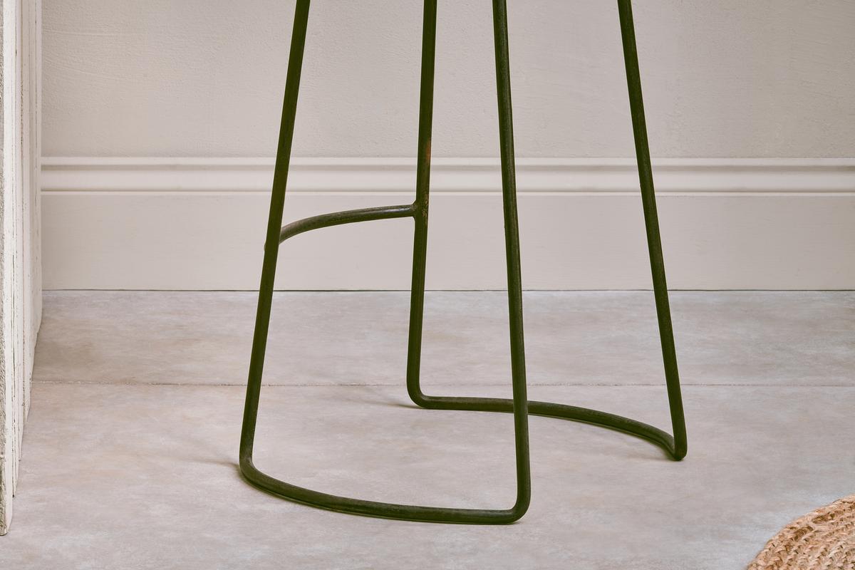 Nkuku Narwana Ribbed Leather Stool Aged Tan Large