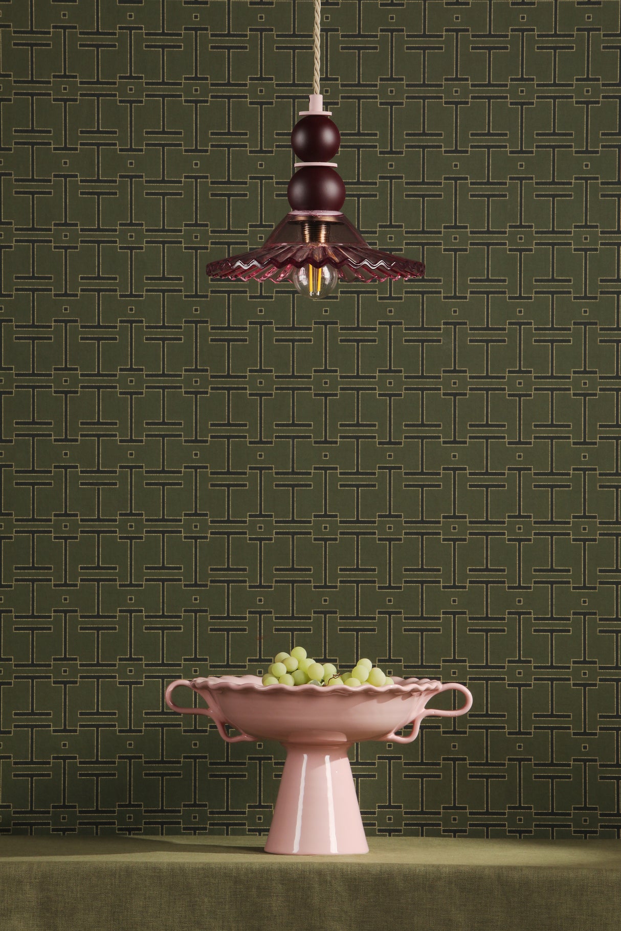 David Hunt Nueva Pendant Azalea Glass and Aubergine