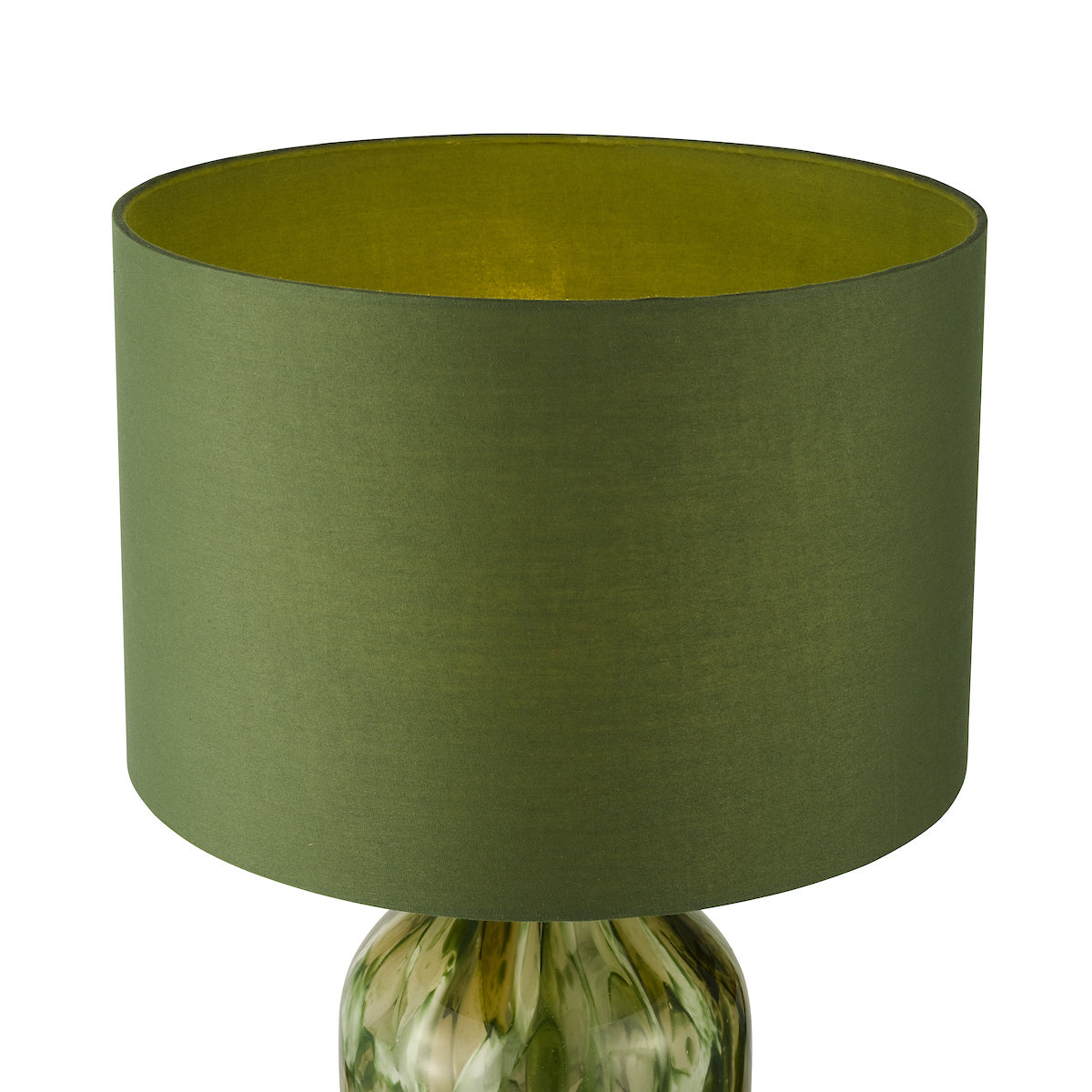 Dar Nuria Table Lamp Green Art Glass and Polished Chrome With Shade