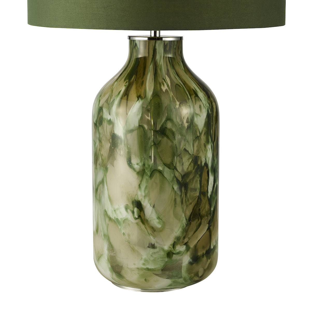 Dar Nuria Table Lamp Green Art Glass and Polished Chrome With Shade