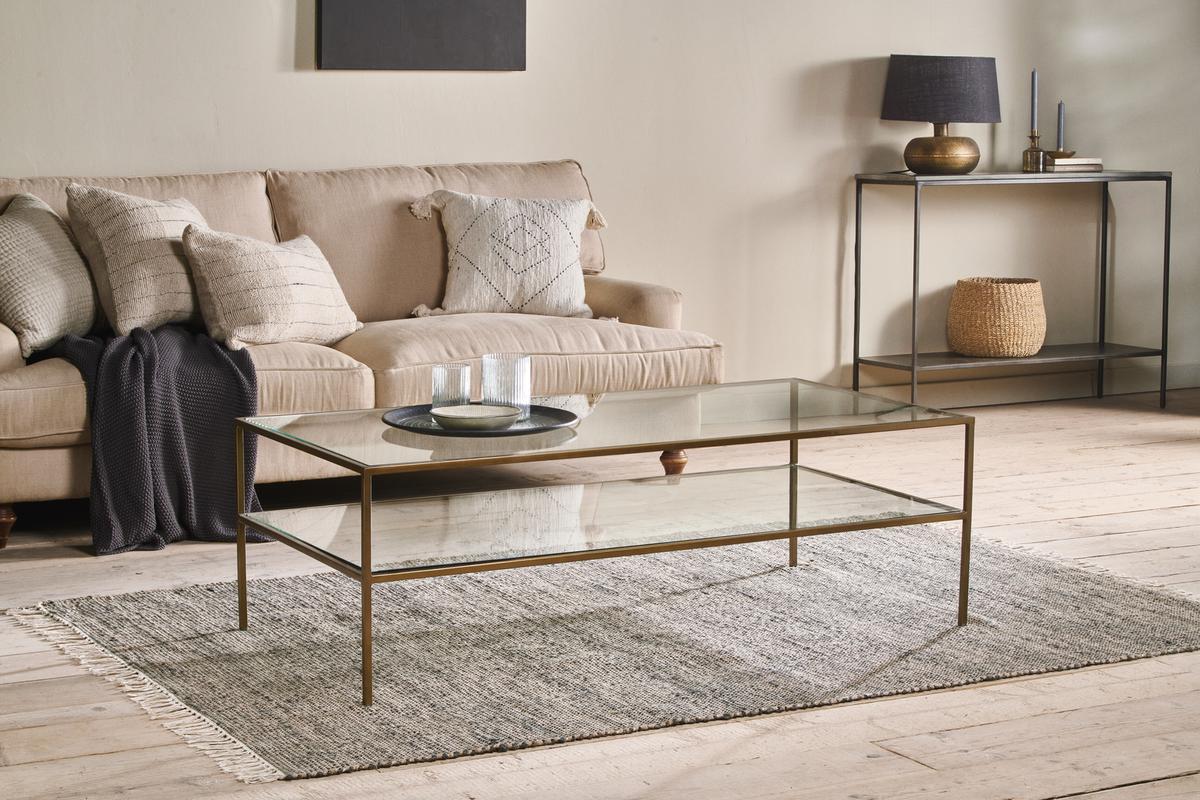 Nkuku Nakuru Iron & Glass Coffee Table Brass