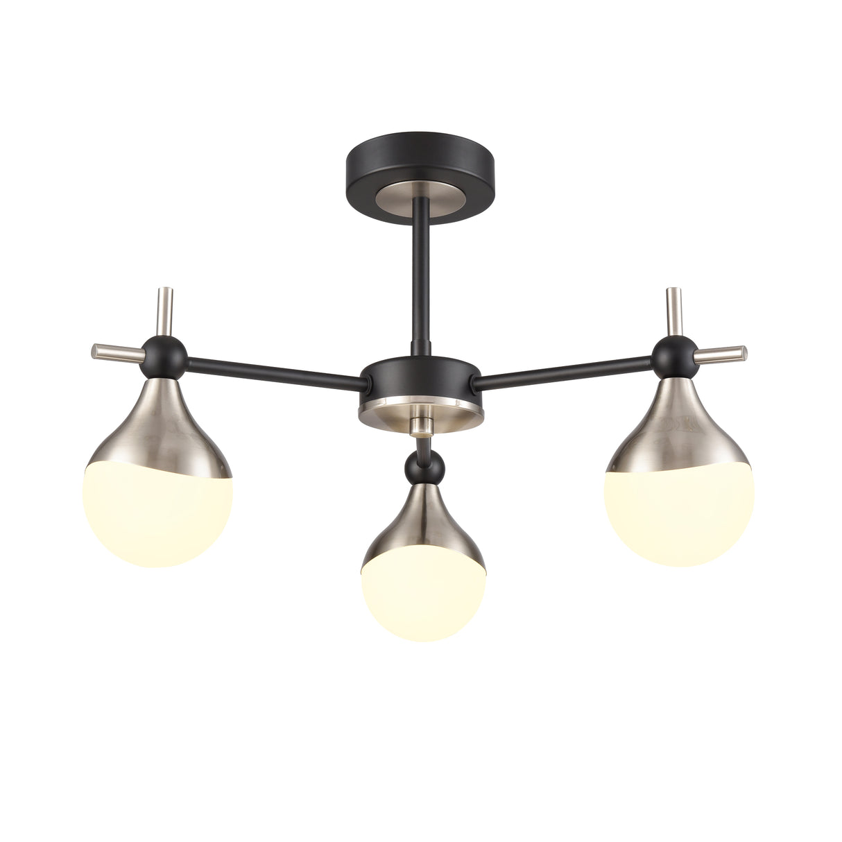 Franklite Nexus 3lt semi flush Fitting matt black and satin nickel