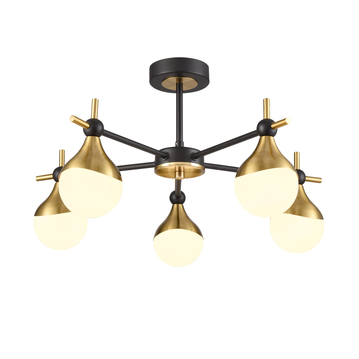 Franklite Nexus 5lt semi flush Fitting matt black and aged brass