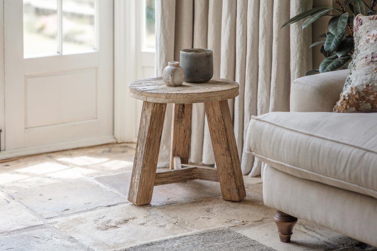 Nkuku Ibo Reclaimed Wood Round Side Table