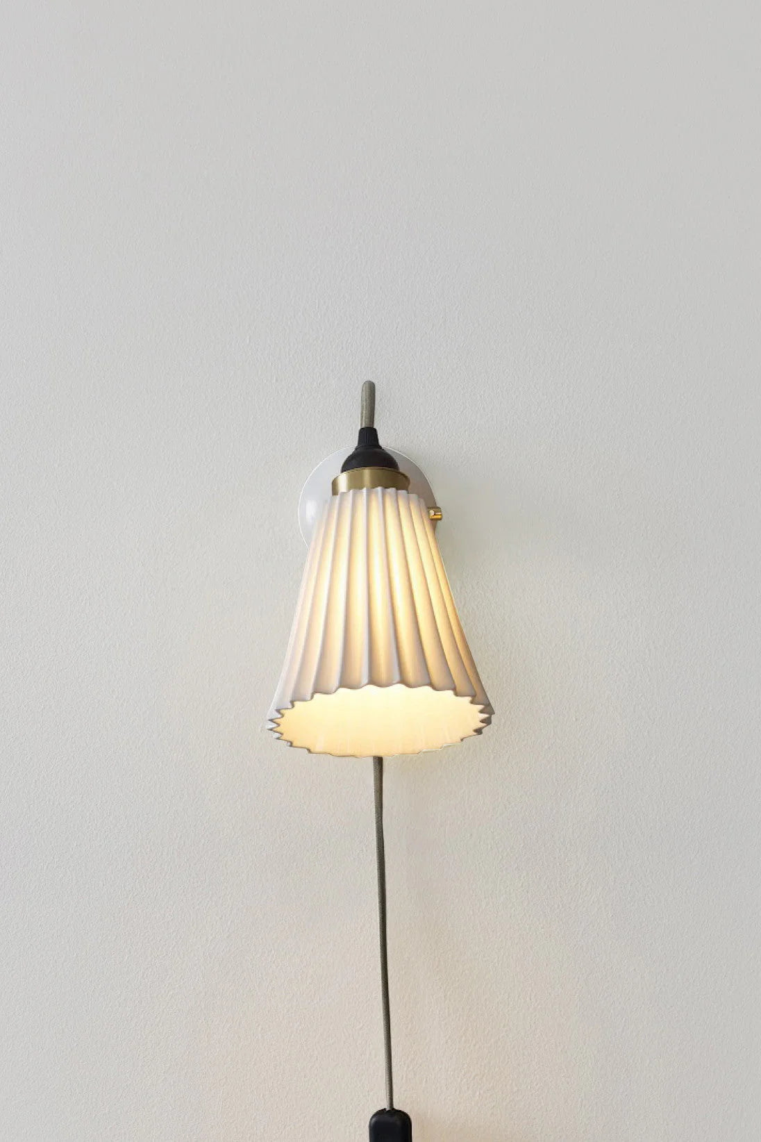 Original BTC Hector Pleat Medium Wall Light Brass, PSC (Plug, Switch & Cable)