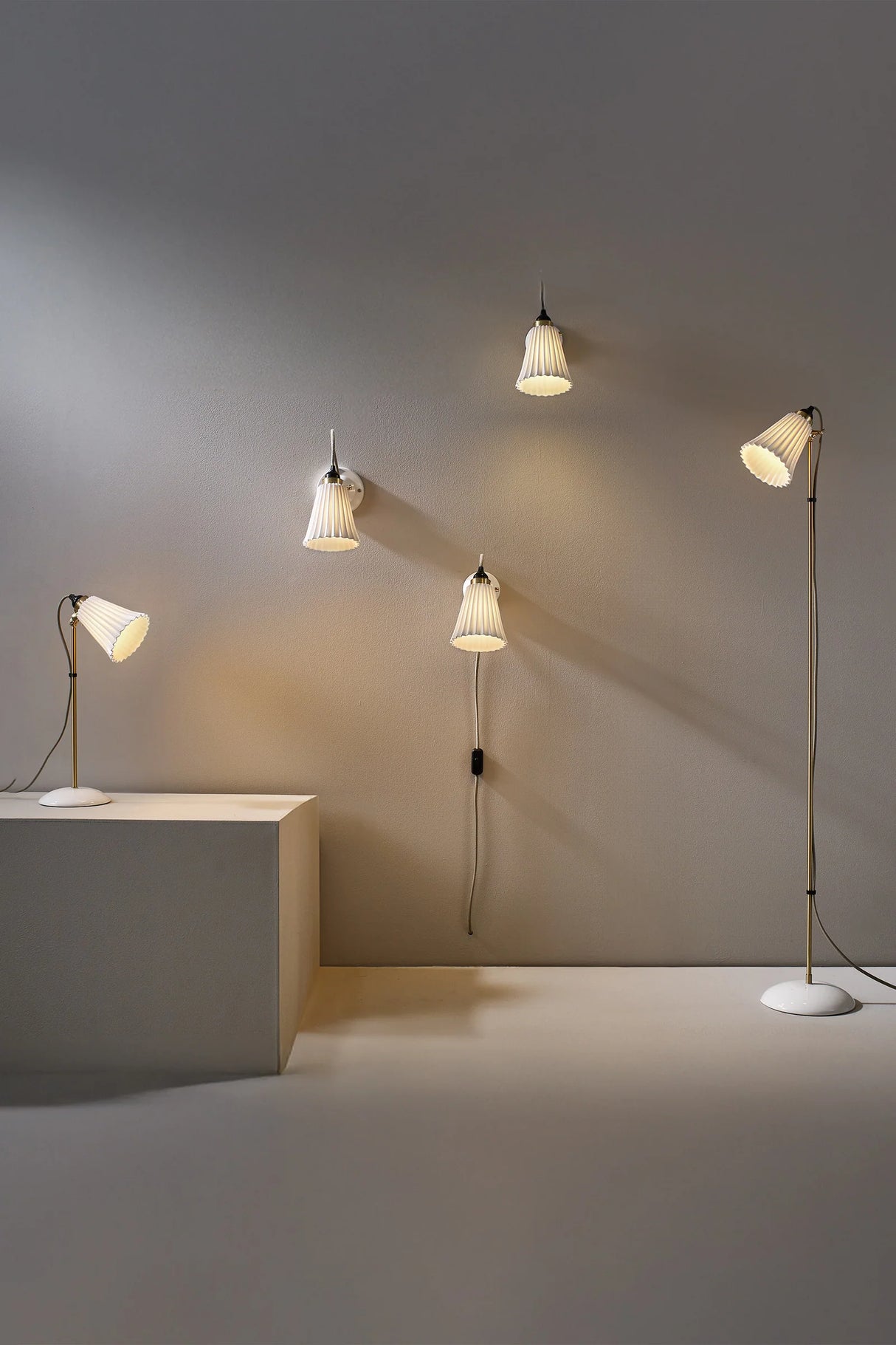 Original BTC Hector Pleat Medium Wall Light, Brass