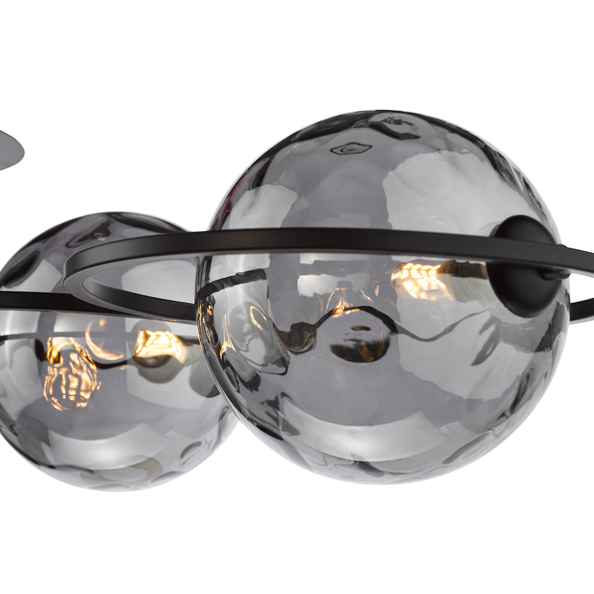 Dar Olympus 4 Light Semi-Flush Matt Black and Smoked Dimpled Glass