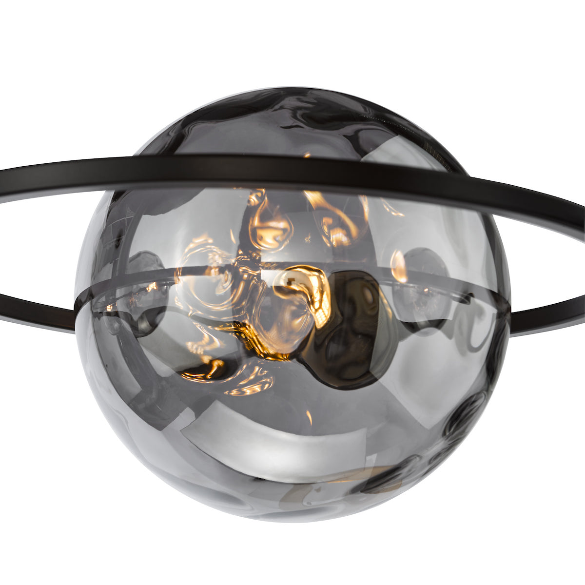 Dar Olympus 4 Light Semi-Flush Matt Black and Smoked Dimpled Glass