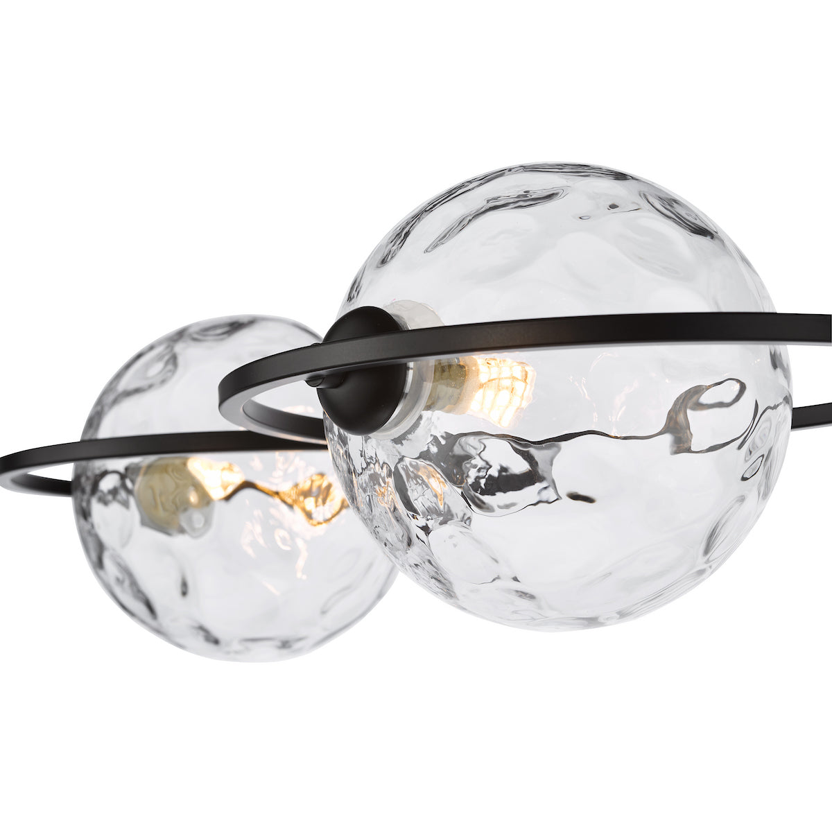 Dar Olympus 4 Light Semi-Flush Matt Black and Clear Dimpled Glass