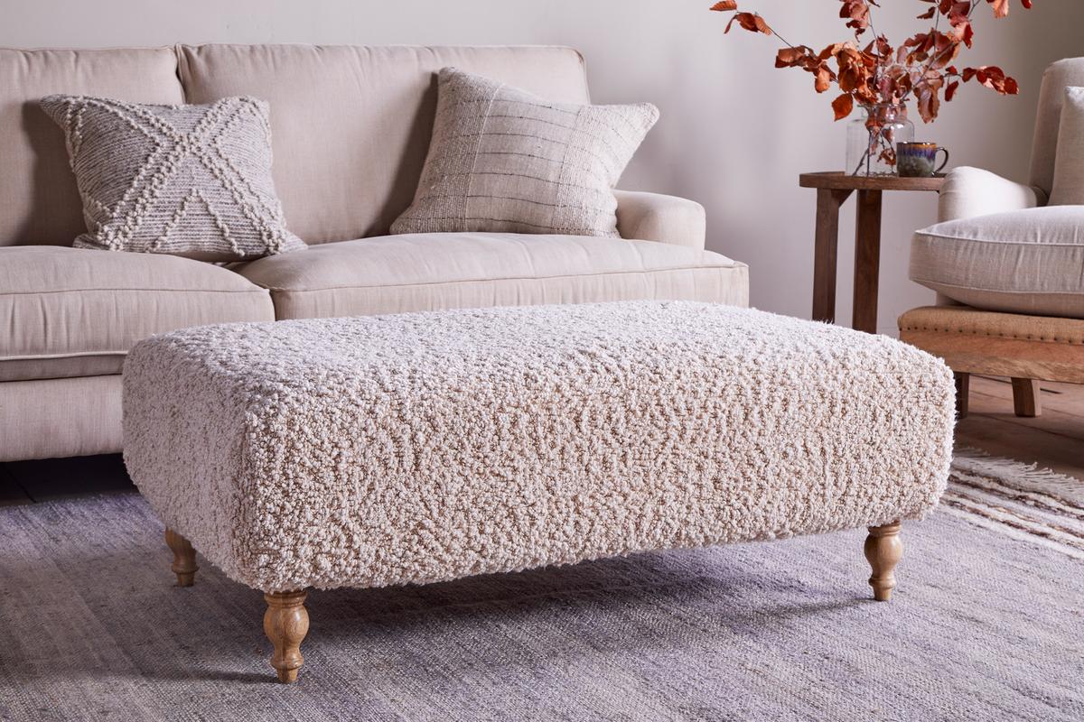 Nkuku Otas Teddy Ottoman Off White