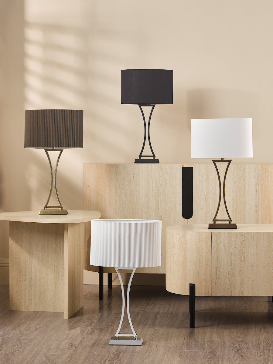 Dar Oporto Table Lamp Matt Black With Shade