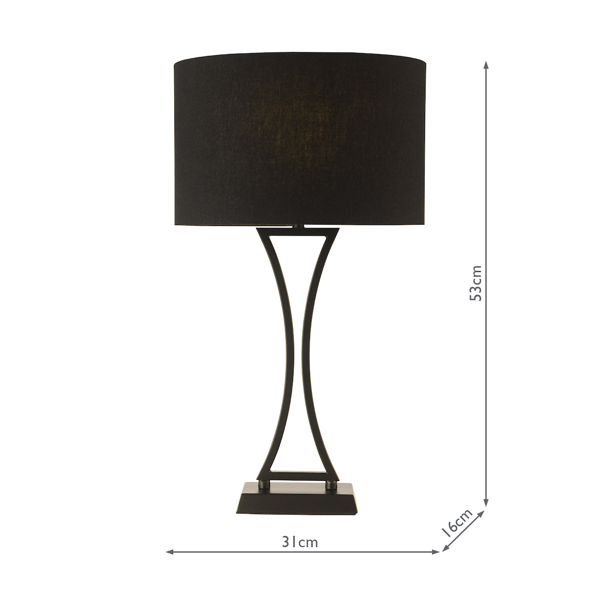 Dar Oporto Table Lamp Matt Black With Shade