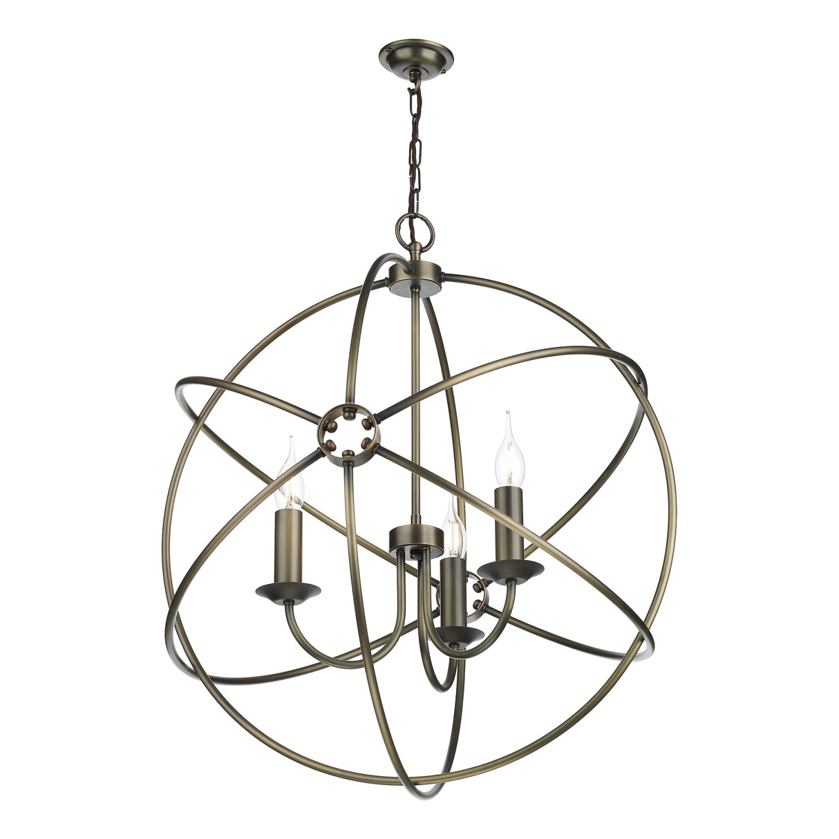 David Hunt Orb 3 Light Pendant Antique Brass
