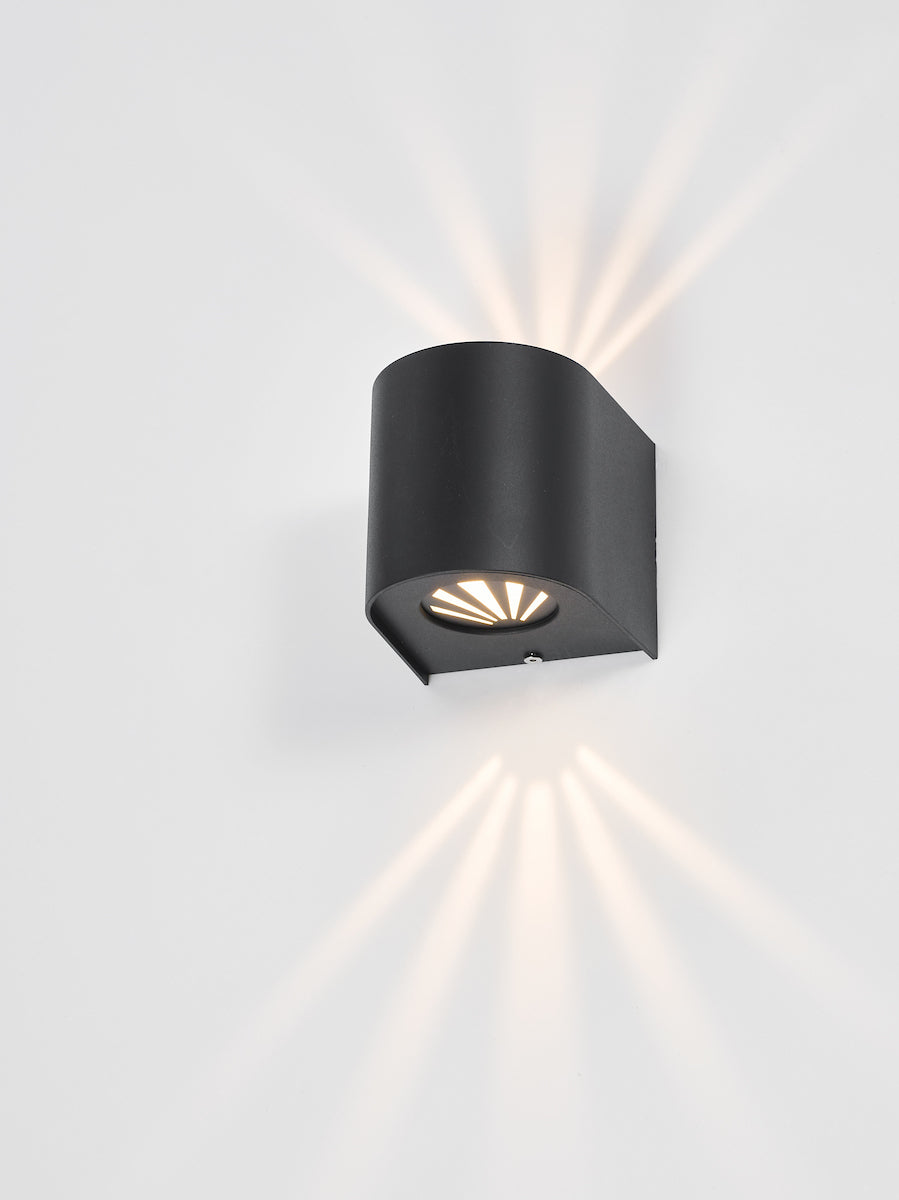 Dar Orville 2 Light Outdoor Wall Light Matt Black LED IP44
