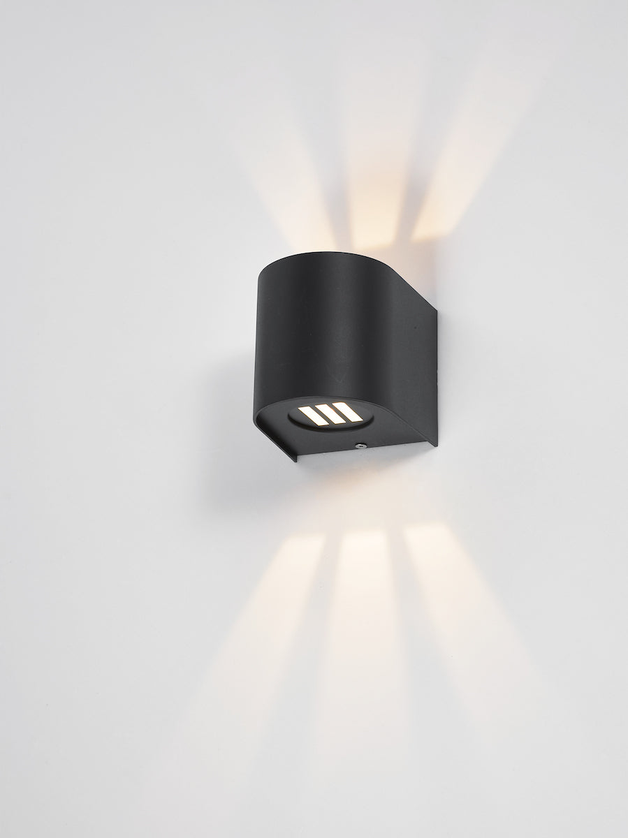 Dar Orville 2 Light Outdoor Wall Light Matt Black LED IP44
