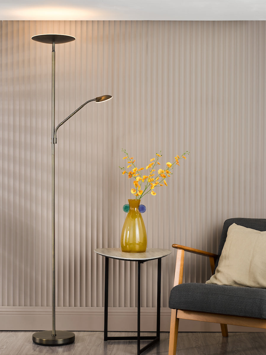 Dar Osbert Mother & Child Floor Lamp Satin Bronze LED