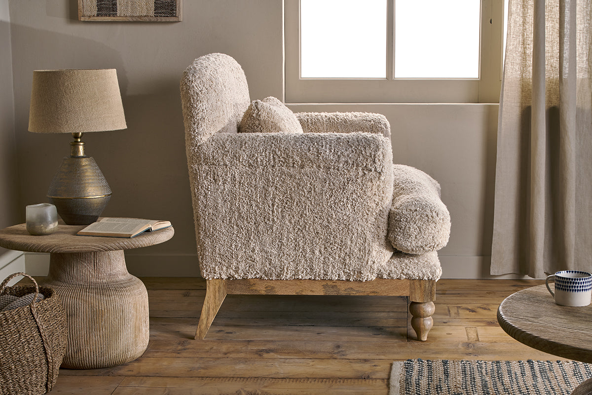 Nkuku Otas Teddy Cotton Armchair Off White