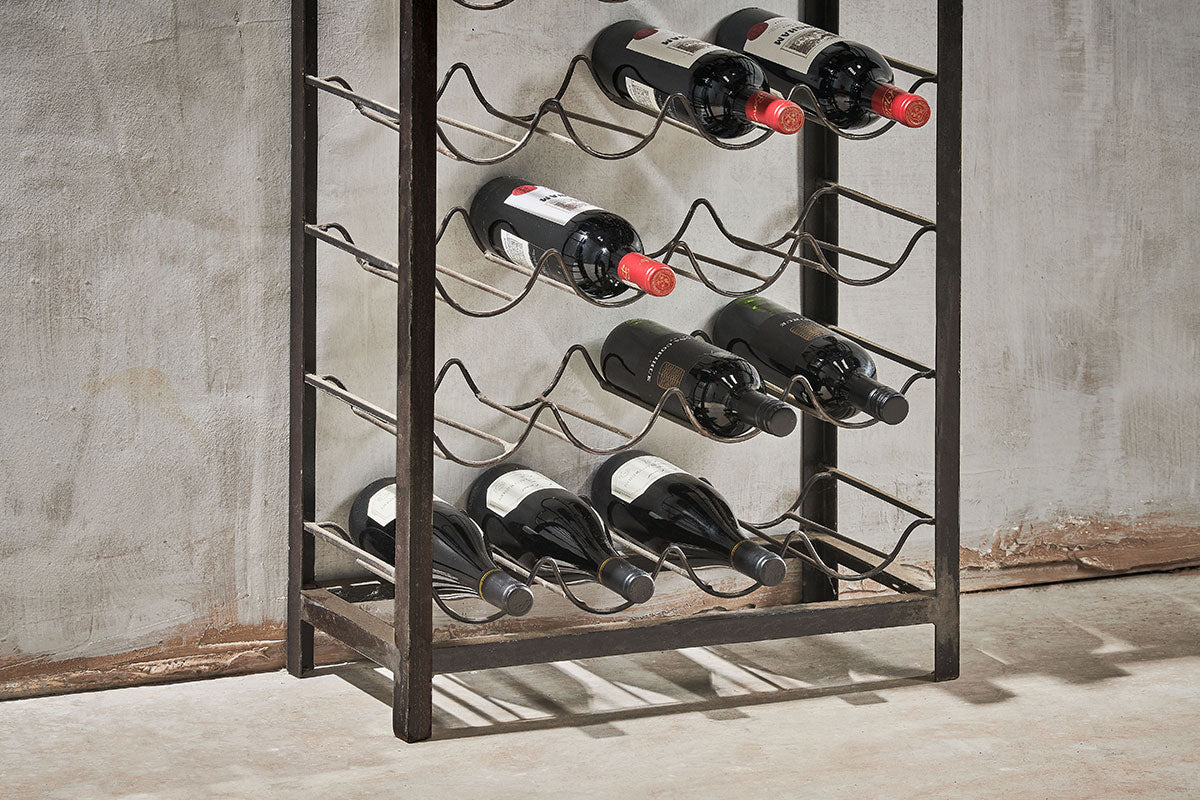 Nkuku Obra Industrial Wine Rack Mango Wood & Iron Large