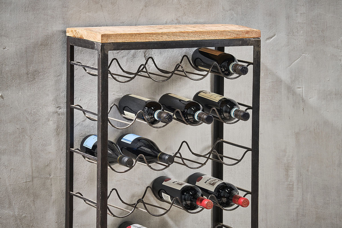 Nkuku Obra Industrial Wine Rack Mango Wood & Iron Large