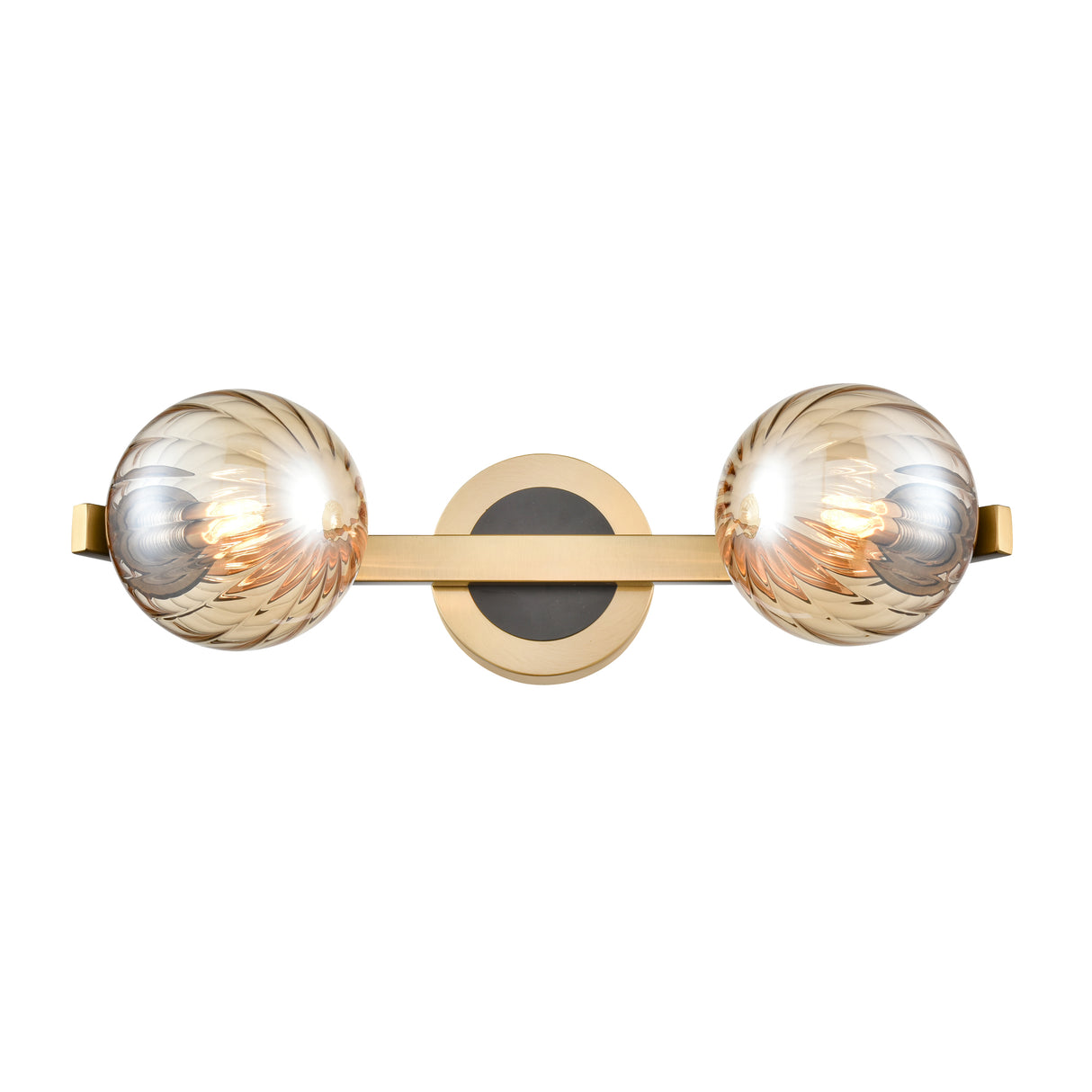 Franklite Oculus Bathroom Double Wall light matt black and aged brass
