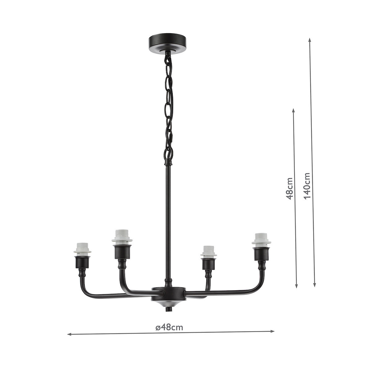 Dar Padme 4 Light Pendant Matt Black Fitting Only