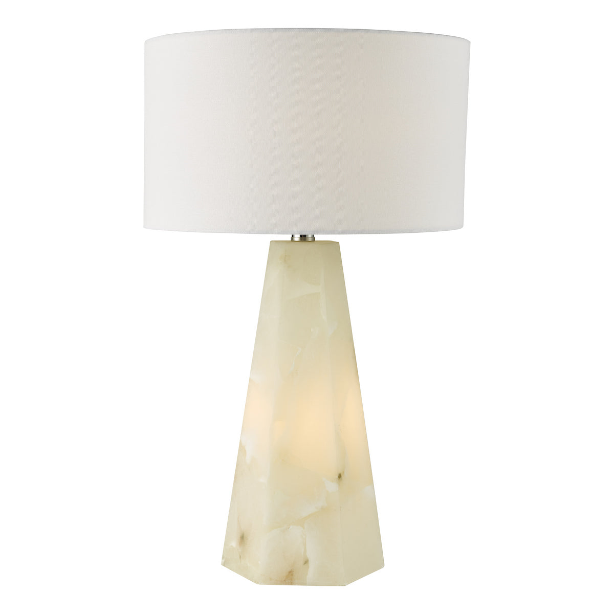 Dar Paget Table Lamp Dual Lit Alabaster White With Shade