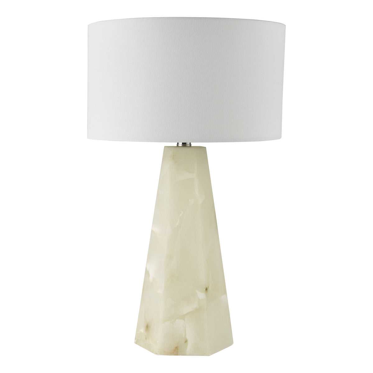Dar Paget Table Lamp Dual Lit Alabaster White With Shade