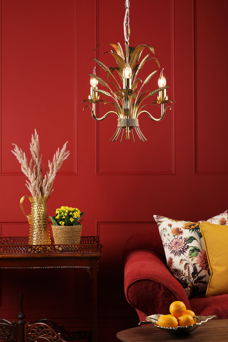 Dar Phaedra 3 Light Pendant Gold