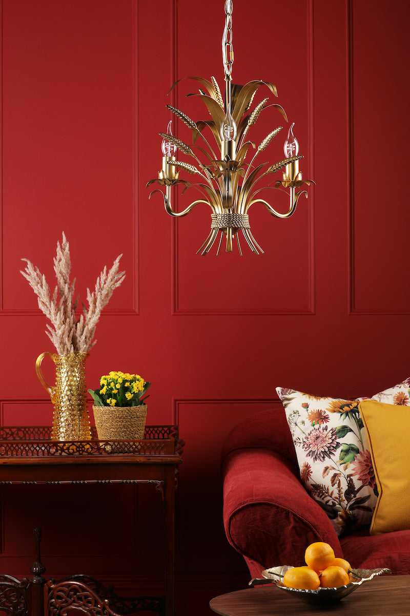 Dar Phaedra 3 Light Pendant Gold