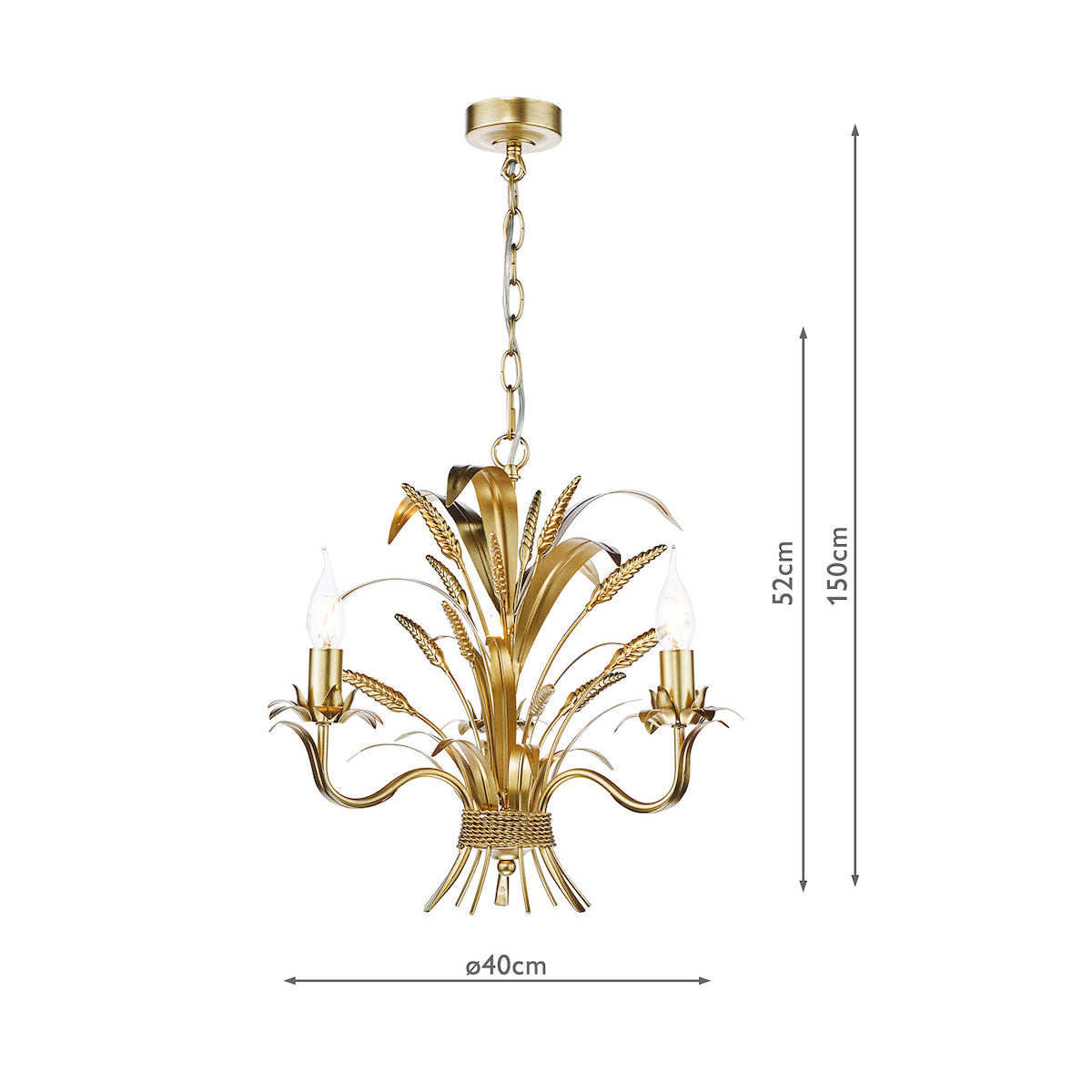 Dar Phaedra 3 Light Pendant Gold