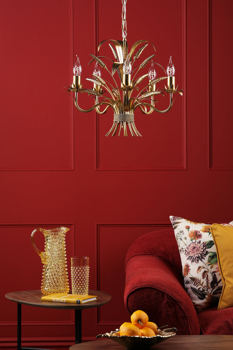 Dar Phaedra 5 Light Pendant Gold