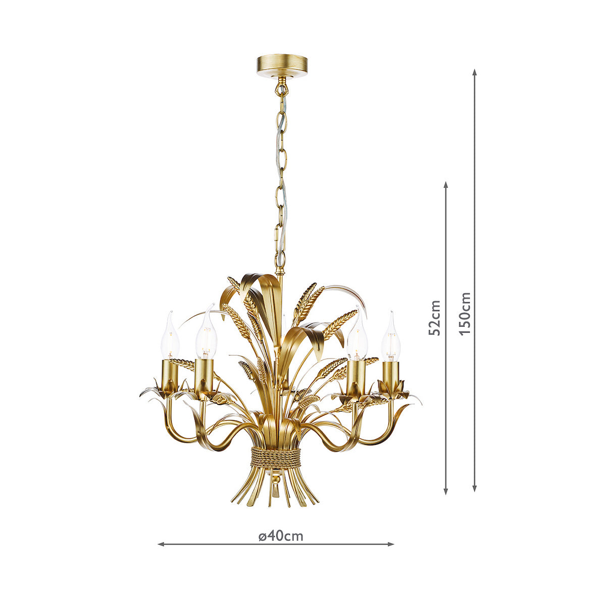 Dar Phaedra 5 Light Pendant Gold