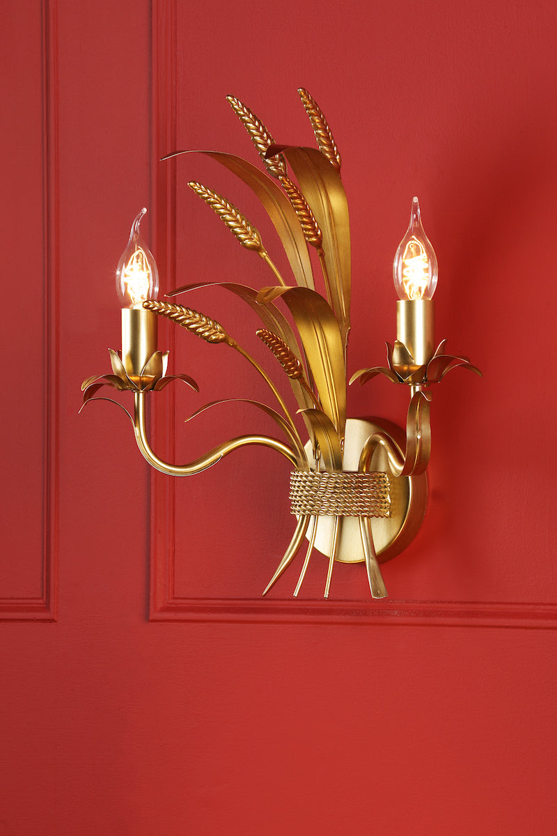 Dar Phaedra 2 Light Wall Light Gold