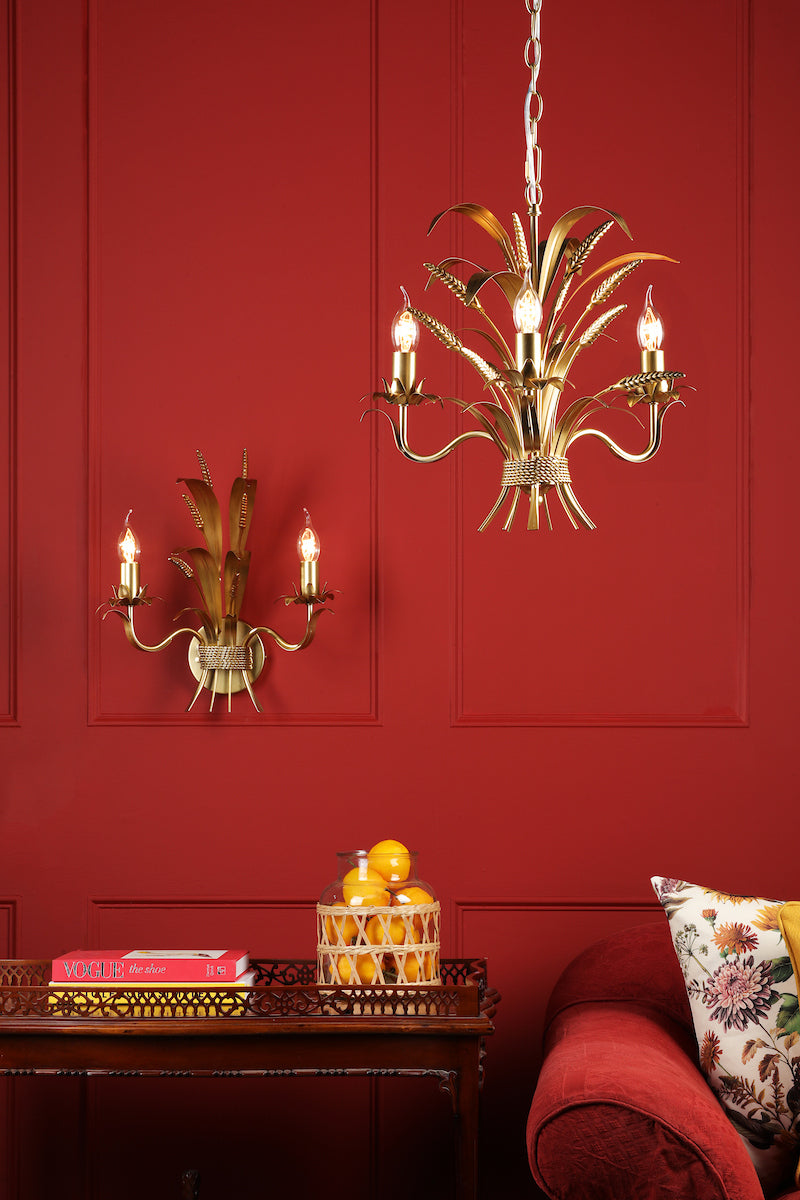 Dar Phaedra 2 Light Wall Light Gold