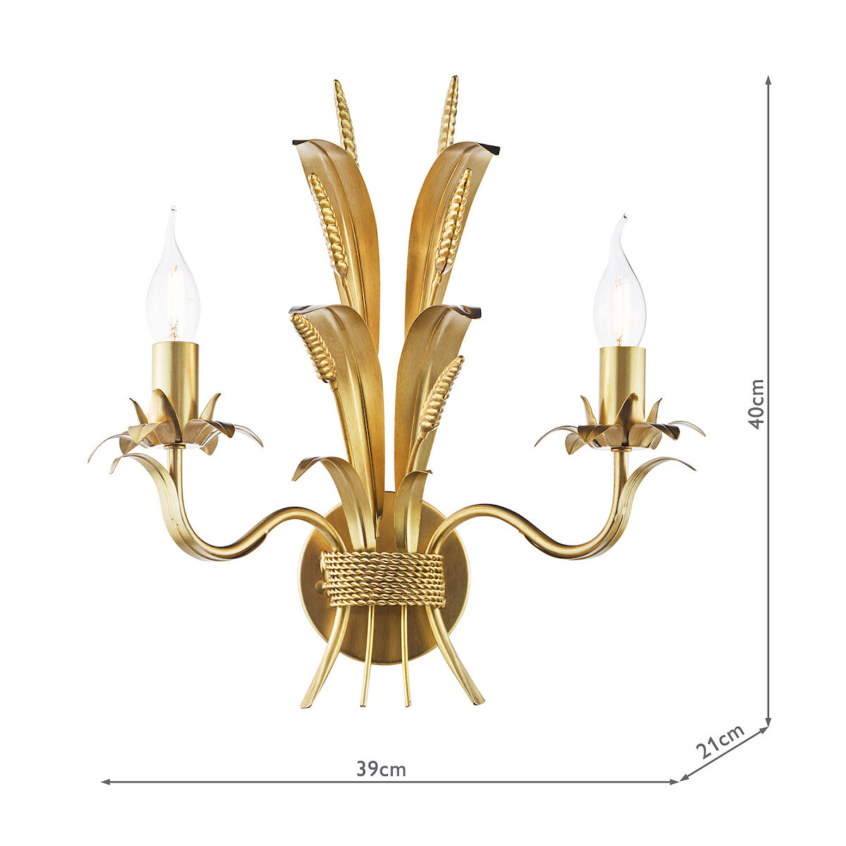 Dar Phaedra 2 Light Wall Light Gold