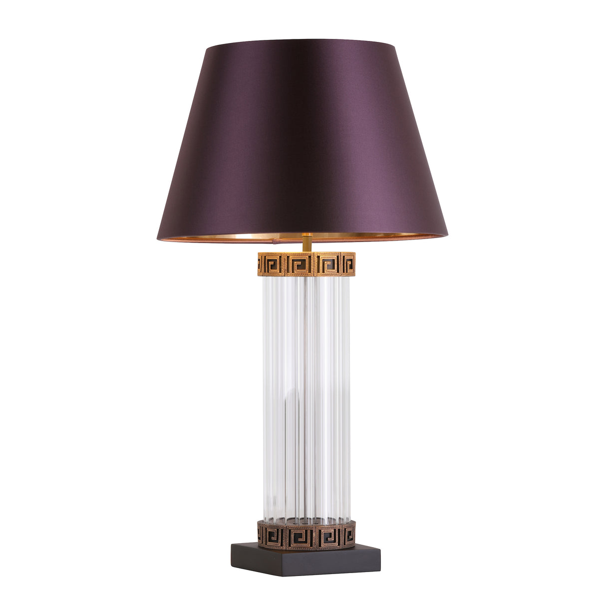 David Hunt Plato Table Lamp Ribbed Glass and Black/Gold Base Only