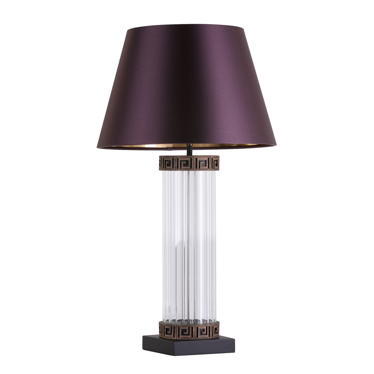 David Hunt Plato Table Lamp Ribbed Glass and Black/Gold Base Only