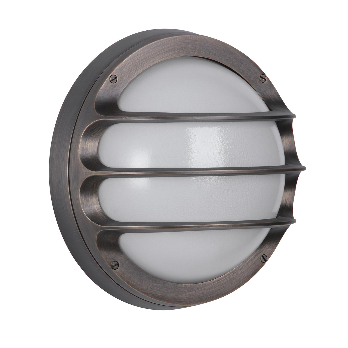 David Hunt Plymouth Outdoor Wall Light Round Antique Brass and Opal Glass IP64