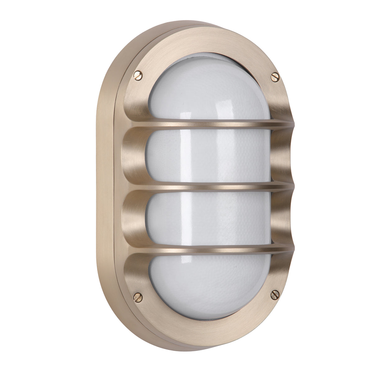 David Hunt Plymouth Outdoor Wall Light Oval Brushed Brass and Opal Glass IP64